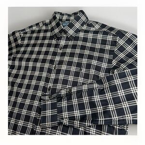 Polo Ralph Lauren Black Plaid Button Down Large Classic Fit Long Sleeves Cotton